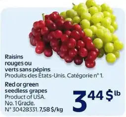Walmart Raisins rouges ou verts sans pépins offer