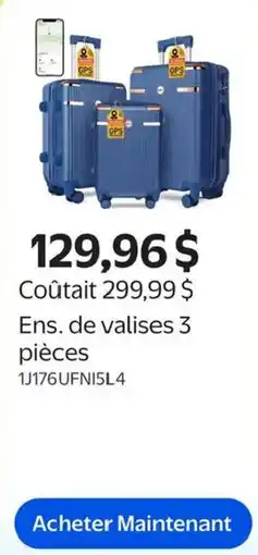 Walmart Ensemble de valises 3 pièces offer