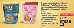 Walmart Nature's Path Love Crunch organic protein chocolate or strawberry cheesecake granola offer