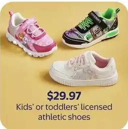 Walmart Kids' or toddlers' licensed athletic shoes offer