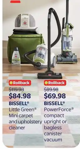 Walmart Bissell little green mini carpet and upholstery cleaner offer