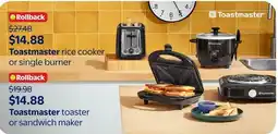 Walmart Toastmaster rice cooker or single burner offer