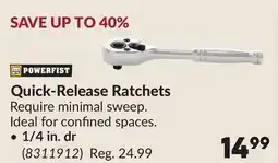 Princess Auto Quick-Release Ratchets 1/4 in. dr offer