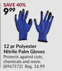Princess Auto 12 pr Polyester Nitrile Palm Gloves offer