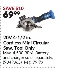 Princess Auto 20V 4-1/2 in. Cordless Mini Circular Saw offer