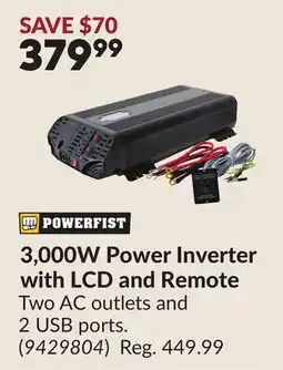 Princess Auto 3,000W Power Inverter with LCD and Remote offer