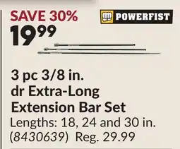 Princess Auto 3 pc 3/8 in. dr Extra-Long Extension Bar Set offer