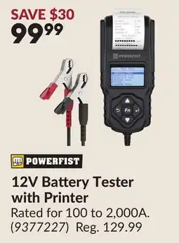 Princess Auto 12V Battery Tester with Printer offer