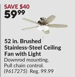 Princess Auto 52 in. Brushed Stainless-Steel Ceiling Fan with Light offer