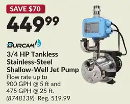 Princess Auto 3/4 HP Tankless Stainless-Steel Shallow-Well Jet Pump offer