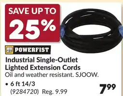 Princess Auto Industrial Single-Outlet Lighted Extension Cords offer