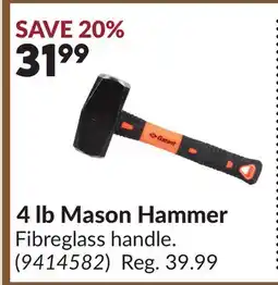 Princess Auto 4 lb Mason Hammer offer
