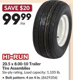Princess Auto 20.5 x 8.00-10 Trailer Tire Assemblies offer