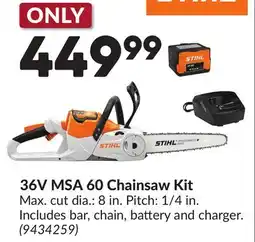 Princess Auto 36V MSA 60 Chainsaw Kit offer