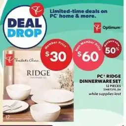 Loblaws PC ridge dinnerware set offer