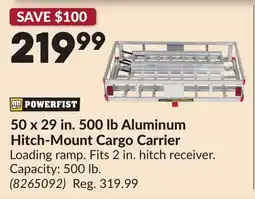 Princess Auto 50 x 29 in. 500 lb Aluminum Hitch-Mount Cargo Carrier offer