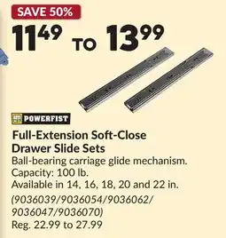 Princess Auto Full-Extension Soft-Close Drawer Slide Sets offer