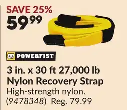 Princess Auto 3 in. x 30 ft 27,000 lb Nylon Recovery Strap offer