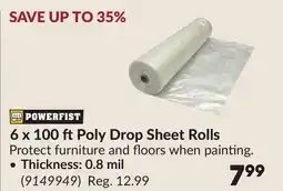 Princess Auto 6 x 100 ft Poly Drop Sheet Rolls Thickness: 0.8 mil offer