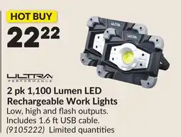 Princess Auto 2 pk 1,100 Lumen LED Rechargeable Work Lights offer