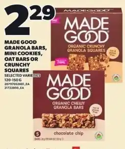 Loblaws Made good granola bars, mini cookies, oat bars or crunchy squares offer