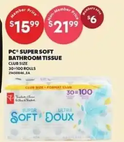 Loblaws PC super soft bathroom tissue offer