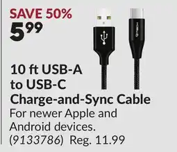 Princess Auto 10 ft USB-A to USB-C Charge-and-Sync Cable offer