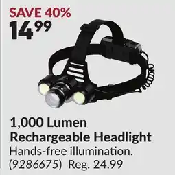 Princess Auto 1,000 Lumen Rechargeable Headlight offer