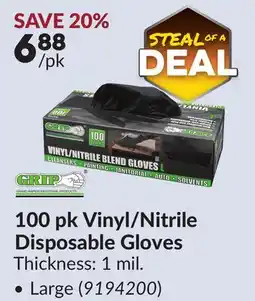 Princess Auto 100 pk Vinyl/Nitrile Disposable Gloves offer