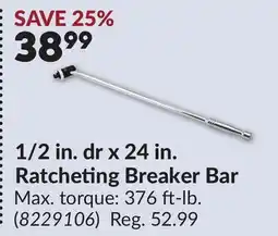 Princess Auto 1/2 in. dr x 24 in. Ratcheting Breaker Bar offer