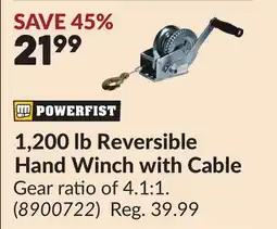 Princess Auto 1,200 lb Reversible Hand Winch with Cable offer