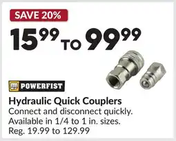 Princess Auto Hydraulic Quick Couplers offer