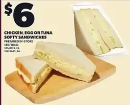 Loblaws Chicken, Egg or Tuna Softy Sandwiches offer