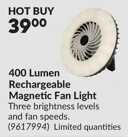 Princess Auto 400 Lumen Rechargeable Magnetic Fan Light offer