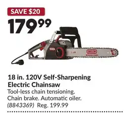 Princess Auto 18 in. 120V Self-Sharpening Electric Chainsaw offer