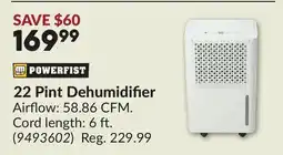 Princess Auto 22 Pint Dehumidifier offer