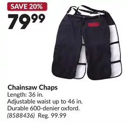 Princess Auto Chainsaw Chaps offer