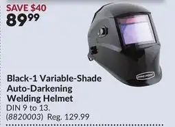 Princess Auto Black-1 Variable-Shade Auto-Darkening Welding Helmet offer