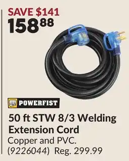 Princess Auto 50 ft STW 8/3 Welding Extension Cord offer