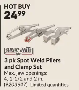 Princess Auto 3 pk Spot Weld Pliers and Clamp Set offer