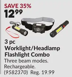 Princess Auto 3 pc Worklight/Headlamp Flashlight Combo offer