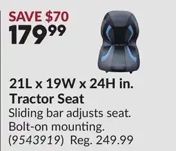 Princess Auto 21L x 19W x 24H in. Tractor Seat offer