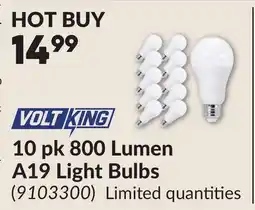 Princess Auto 10 pk 800 Lumen A19 Light Bulbs offer