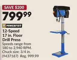 Princess Auto 12-Speed 17 in. Floor Drill Press offer