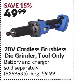 Princess Auto 20V Cordless Brushless Die Grinder, Tool Only offer