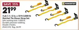 Princess Auto 4 pk. 1-1/2 in. x 10 ft 6,300 lb Ratchet Tie-Down Strap Set offer