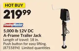 Princess Auto 5,000 lb 12V DC A-Frame Trailer Jack offer