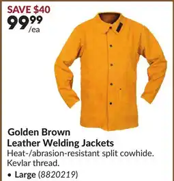 Princess Auto Golden Brown Leather Welding Jackets Large offer