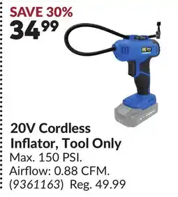Princess Auto 20V Cordless Inflator, Tool Only offer