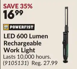 Princess Auto LED 600 Lumen Rechargeable Work Light offer